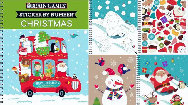 Brain Games - Sticker by Number Christmas (Bus Cover) Spiral-bound by Publications International Ltd., Brain Games